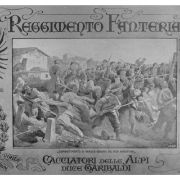 195 - Cartolina: 52° Reggimento Fanteria Cacciattori delle Alpi Duce Garibaldi. Comnattimento di Varese. Quadro del Prof. Faruffini