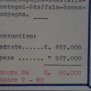 269 - Documento consuntivo "Coppa del Gambero" del 05/09/1947 riportante spese ed entrate relative